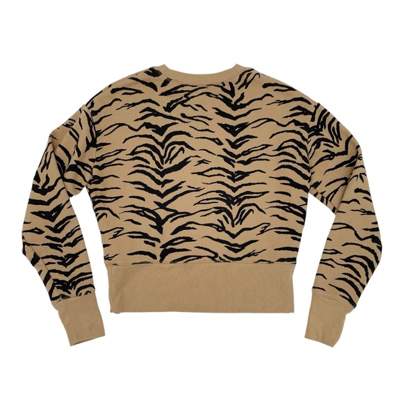 Madewell Crop Sweatshirt in Tiger Stripe AF979 Long Sleeves Cropped Fit Size XS - Picture 4 of 10